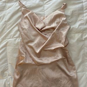 MISSGUIDED Satin Cowl Neck Champagne Dress Size.8